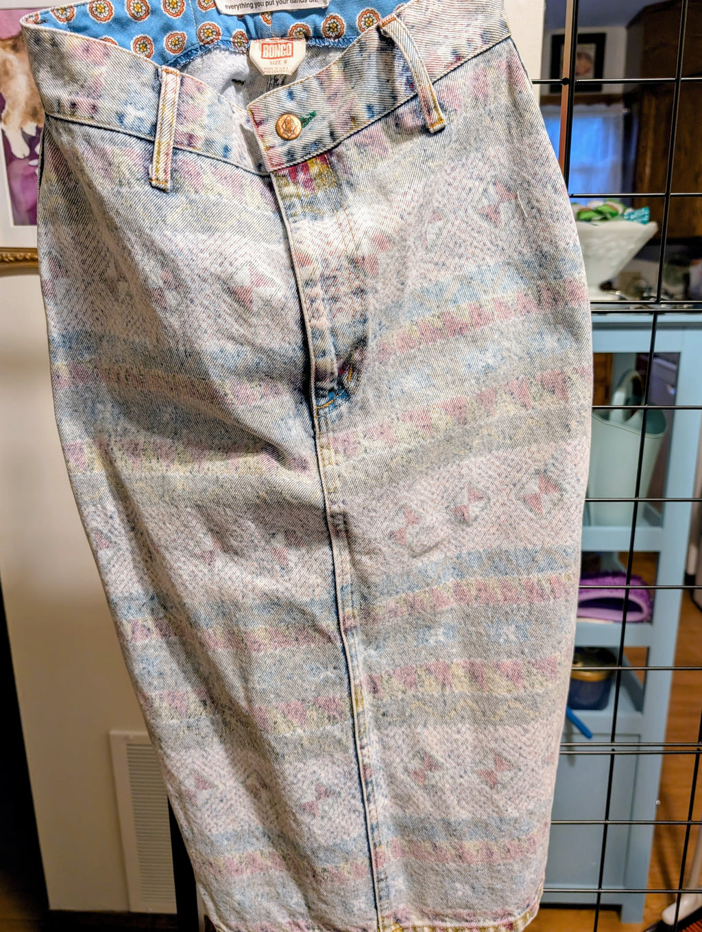 Rare BONGO Brand Faded 1980's High waisted Jean Skirt