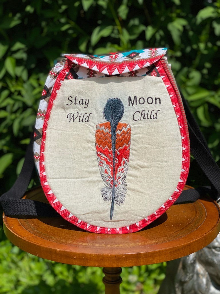 Stay Wild Moon Child Embroidered OOAK Handbag
