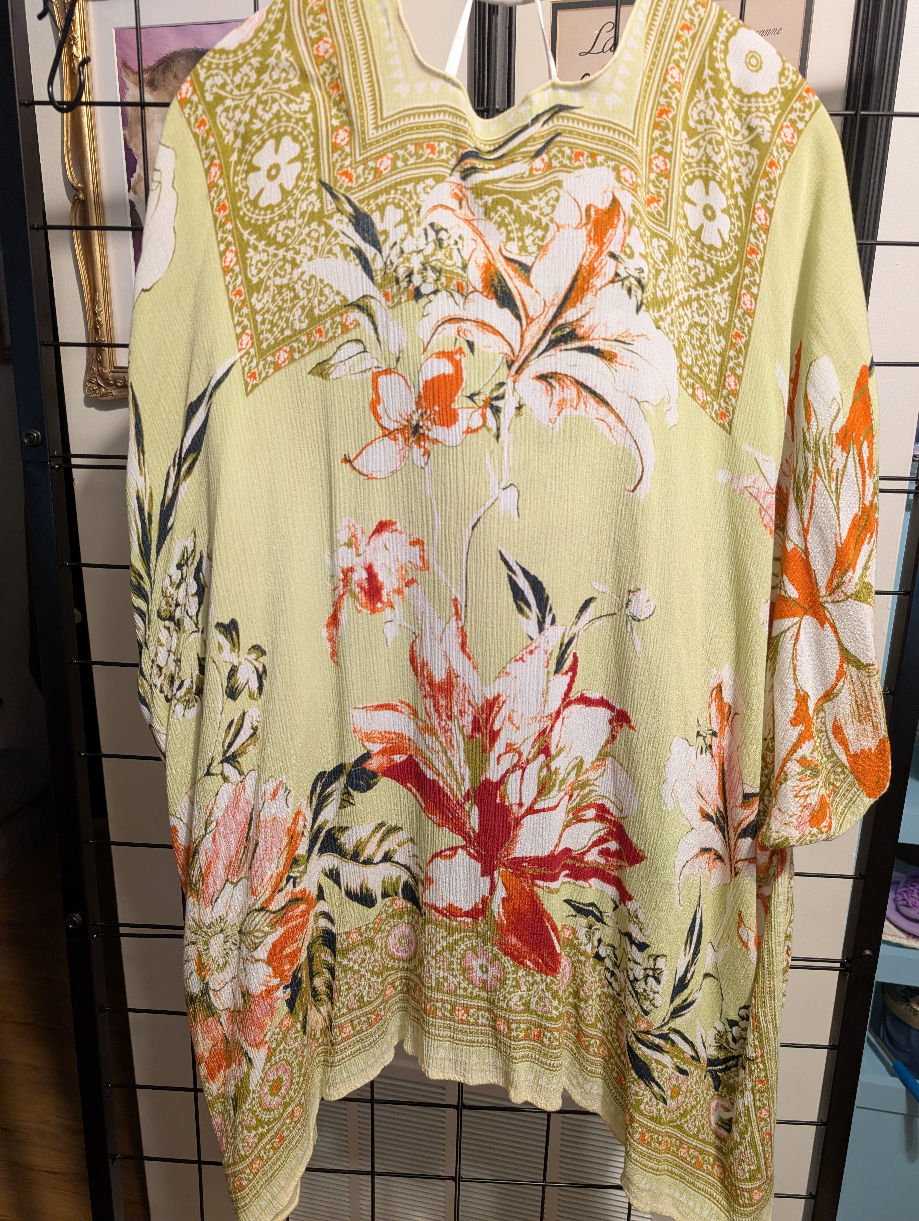 Lizard Man Open front Kaftan Go Green Or Go Home